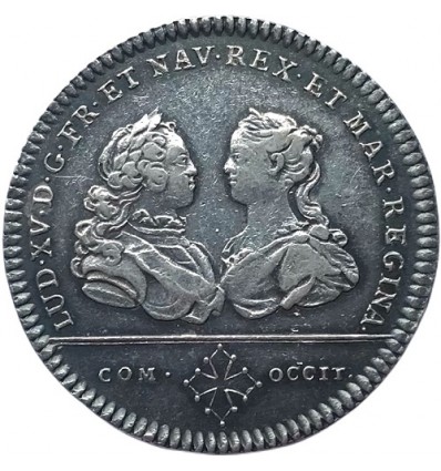 Jeton Louis XV Etats du Languedoc, mariage du roi 1726
