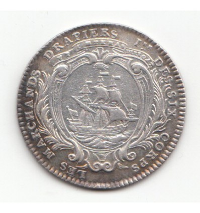 Jeton Louis XV corporation des marchands drapiers et tisserands de laine s.d.