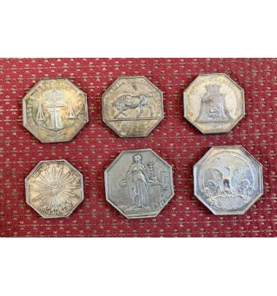 Lot de 30 jetons argent XIX ème