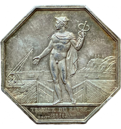 Jeton Louis XVIII Travaux du Havre 1818