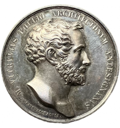 Italie, Naples, médaille Marco Vitruvio Pollione, architecte et écrivain romain par Catenacci et Arnaud s.d. ( 1830 )