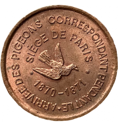 La Commune, siège de Paris, module de 10 centimes, pigeons voyageurs 1870