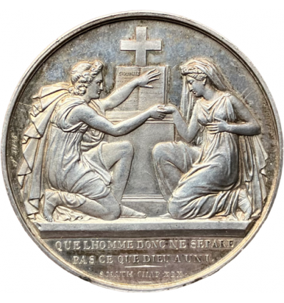 Médaille de mariage évangile selon Saint-Mathieu 1845