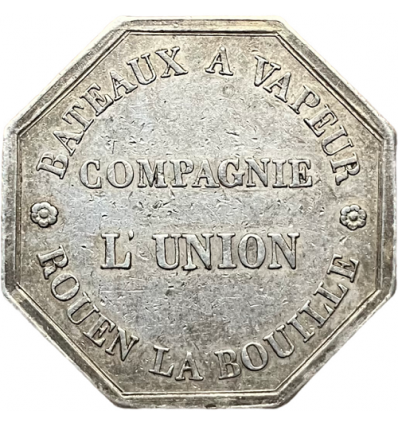 Jeton compagnie L'Union, bateaux à vapeur Rouen La Bouille s.d.