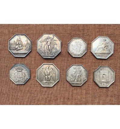 Lot de 12 jetons argent XIX ème