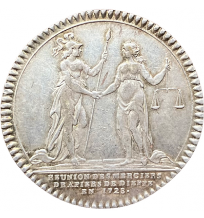Jeton Louis XV merciers et drapiers de Dieppe 1728