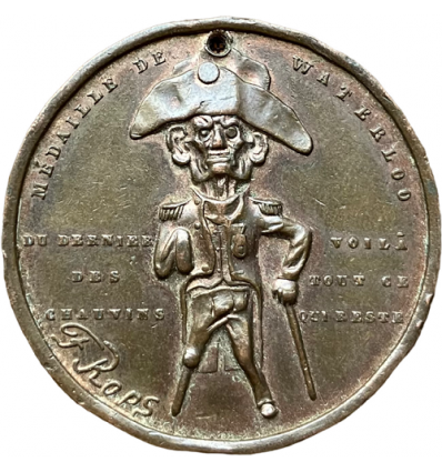 Second Empire, médaille satirique  la bataille de Waterloo par Rops 1858