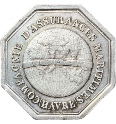 Jeton l'Équateur, compagnie d'assurances maritimes au Havre 1860