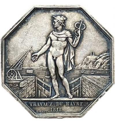 Jeton Louis XVIII Travaux du Havre 1818