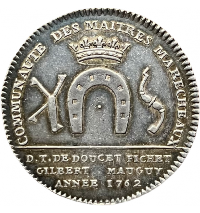 Jeton Louis XV corporation des maréchaux-ferrants 1762