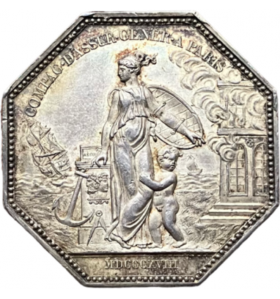 Jeton Louis XVIII compagnie d'assurances générales à Paris 1818