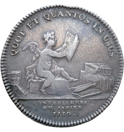 Jeton Louis XV contrôleurs du papier 1730