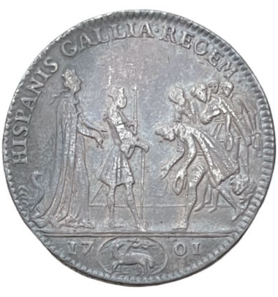 Anjou, ville de Rouen, jeton accession au trône d’Espagne du duc d’Anjou 1701