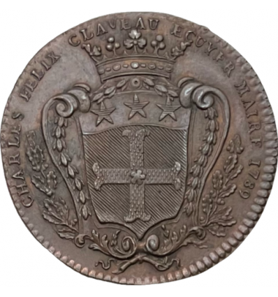 Jeton aux armes de Charles-Félix Claveau, maire d'Angers 1789