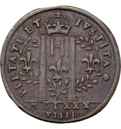 Jeton Henri III " Pietate Et Iusticia " 1589