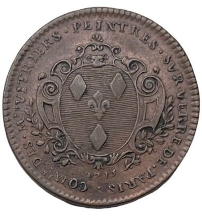 Jeton Louis XV corporation des vitriers, peintres sur verre de Paris 1715