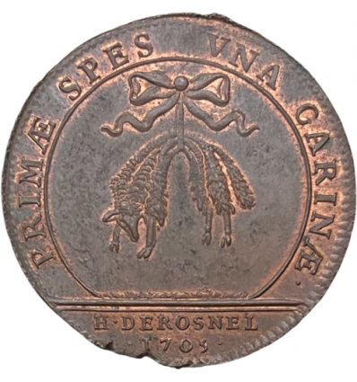 Jeton corporation des drapiers et tisserands de laine, H. Derosnel 1705