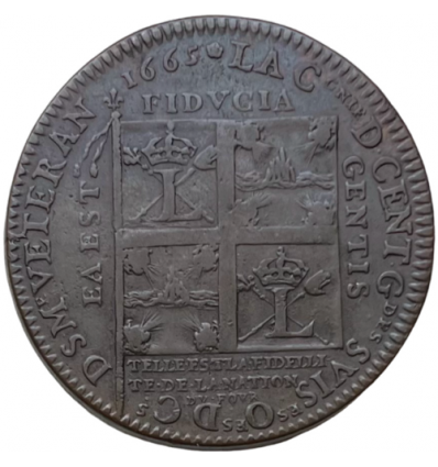 Suisses et Grisons, jeton aux armes de F. Besson, capitaine des gardes suisses 1665