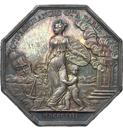 Jeton Louis XVIII compagnie d'assurances générales à Paris 1818