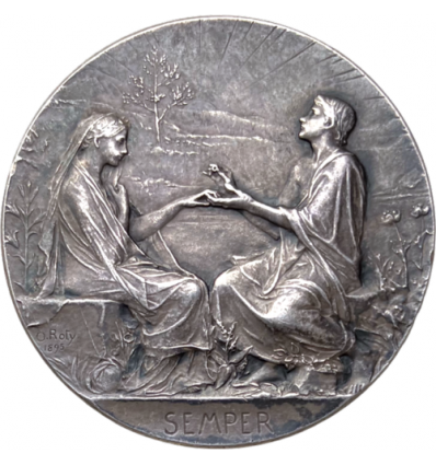 Médaille de mariage " SEMPER " par Roty 1897