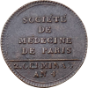 Jeton société de médecine de Paris, consultations gratuites 1796