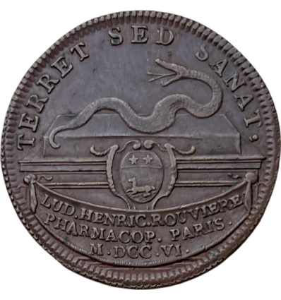 Médecine, jeton Henri-Louis Rouvière, pharmacien à Paris 1706