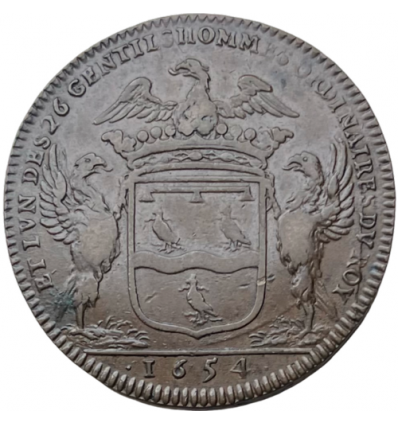 Noblesse IDF, jeton aux armes d'Étienne du Verdier 1654