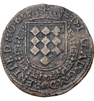 Noblesse d'Artois et du Cambrésis, jeton aux armes de E de Lalaing et d'Anne de Croy 1586