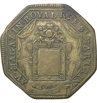 Jeton corporation des miroitiers, Au magasin royal, Pierre Bizet 1708