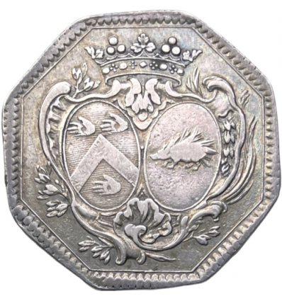 Noblesse d'IDF, jeton aux armes de Nicolas-Prosper d’Angervilliers et Marie-Anne de Maupéou s.d.