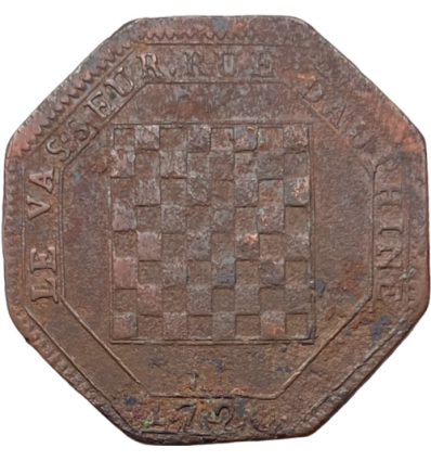 Corporations d'IDF, jeton Le Vasseur, rue Dauphine / Au château de Versailles 1720