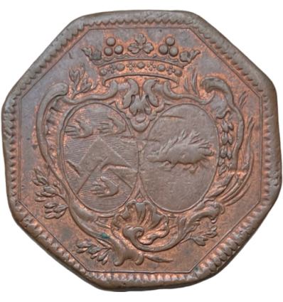 Noblesse d'IDF, jeton aux armes de Nicolas-Prosper d’Angervilliers et Marie-Anne de Maupéou s.d.