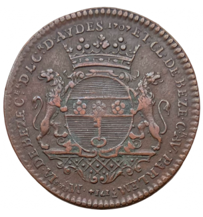Noblesse du Nivernais, jeton aux armes de Jacques et Claude de Bèze 1714