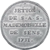 Noblesse du Bourbonnais, jeton aux armes d'Élisabeth-Alexandrine de Bourbon-Condé dite Mademoiselle de Sens 1731