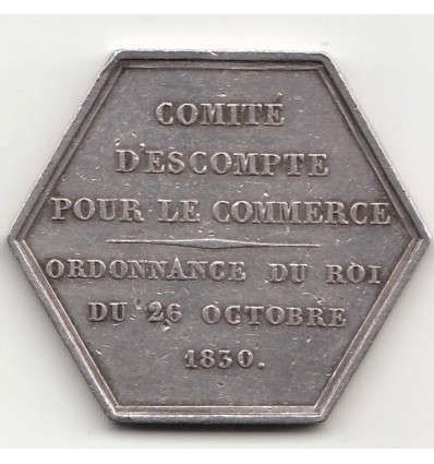 Jeton Louis-Philippe I comité d'escompte pour le commerce 1830