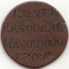 Bretagne jeton ou méreau " rente rendue à La Havardière " 1768