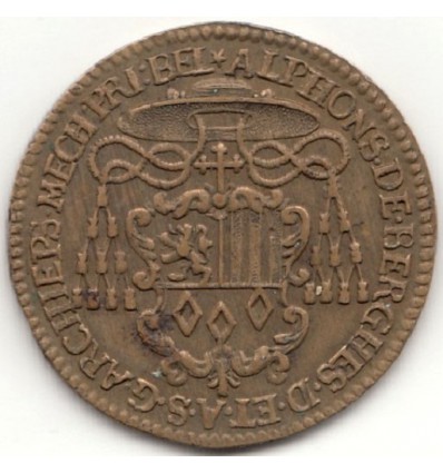 Jeton aux armes d'Alphonse de Berghes archevêque de Malines 1689