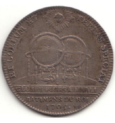 Jeton Louis XIV bâtiments du roi, ville de Marly 1705